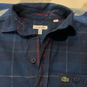 Lacoste Boys Navy Checkered Shirt